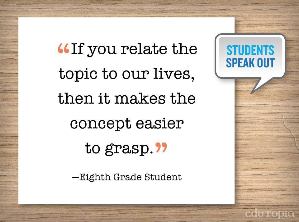 edutopia's tweet photo. What engages students? 10 things students say: http://t.co/vwEuicmZoW. #stuvoice http://t.co/GztFXM24HA