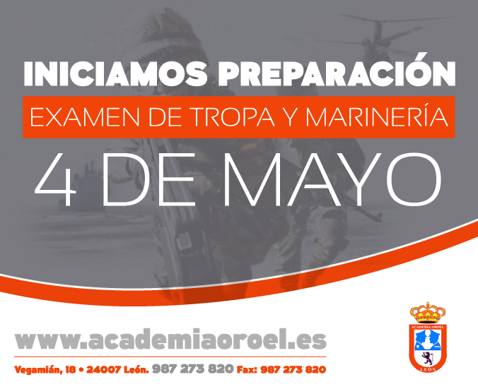 AcademiaOroel's tweet photo. Iniciamos preparación d examen de tropa y marinería el 4 de Mayo en #leonesp Para consultar + información 987 273 820 http://t.co/KMv0evYN1c