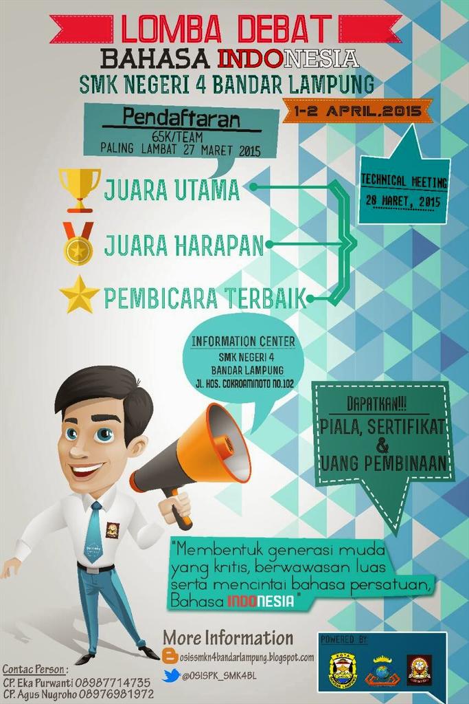 SelamatMalam, mari tunjukkan tim debat sekolah kalian dlm ajang Lomba Debat Bahasa Indonesia #LDBIK'4 <a href="/OSISPK_SMKN4BL/">OSIS/PK SMKN4BDL</a>