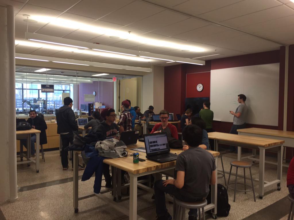 make_bu's tweet photo. Hacking in Progress! #MakeBU http://t.co/TlVm7KeqAf