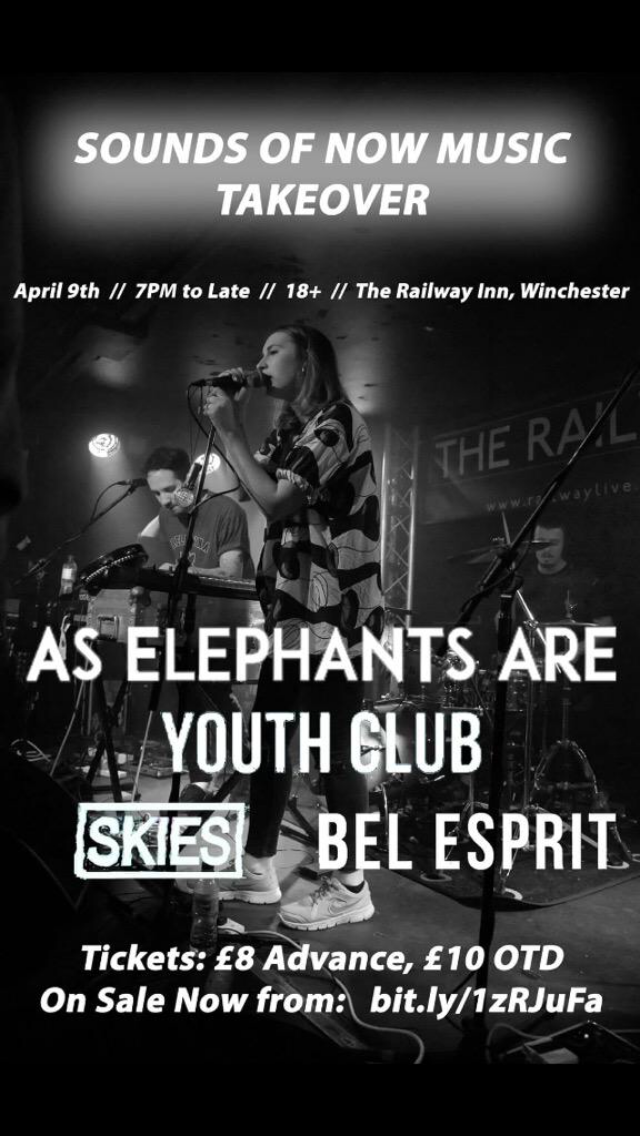 Next show with @AsElephantsAre <a href="/SKIESbanduk/">SKIES</a> <a href="/BelEspritUK/">Bel Esprit</a> <a href="/railwaylive/">The Railway Inn</a> April 9th! Tix £8 adv bit.ly/1zRJuFa