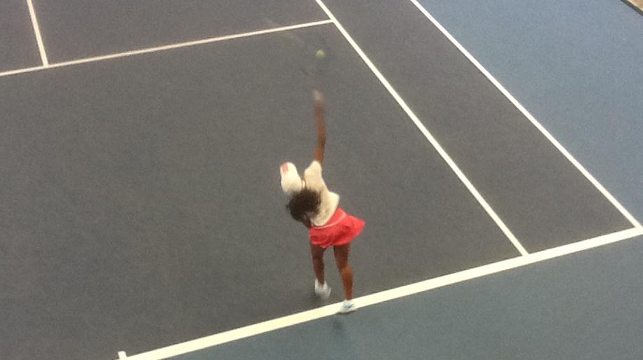 Paige Christian of MB campus serving in the Ladies singles at the AOC National Championships.Come on Paige!