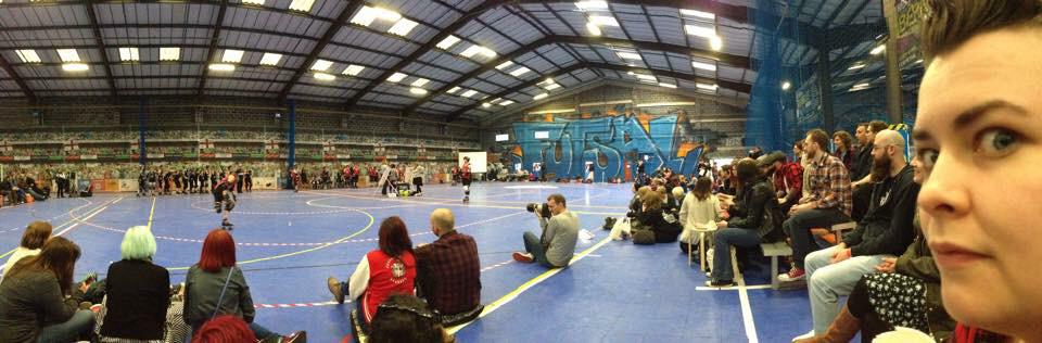 SouthernCoedRD's tweet photo. View at the Futsal Arena with @heisenbird1015 @85Bernie @XRayTed73 watching some #derby #skating http://t.co/wUZQ5fKaeT