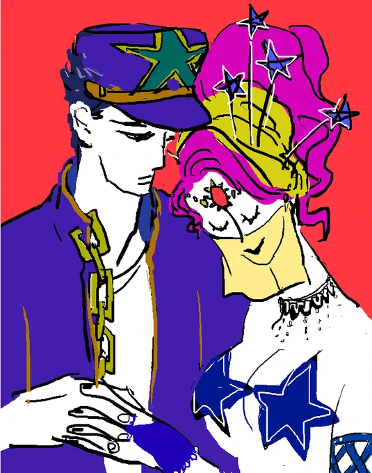 @247jogio 描いちゃった。承太郎が6部仕様なのは、星をお揃いにしたかっただけです。 