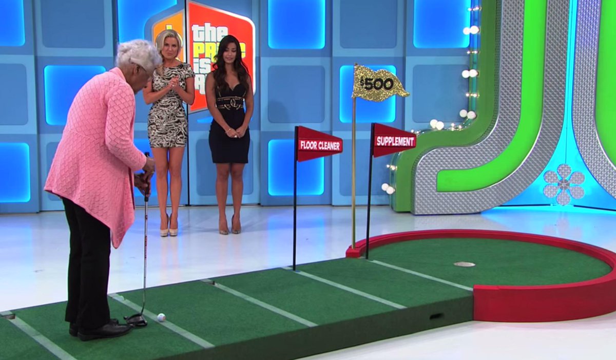 BleacherReport's tweet photo. VIDEO: 84-year-old sinks hole-in-one on ‘Price is Right’ and wins a new car #Legend http://t.co/JMJPUScVax http://t.co/kbKj3QvM0Y