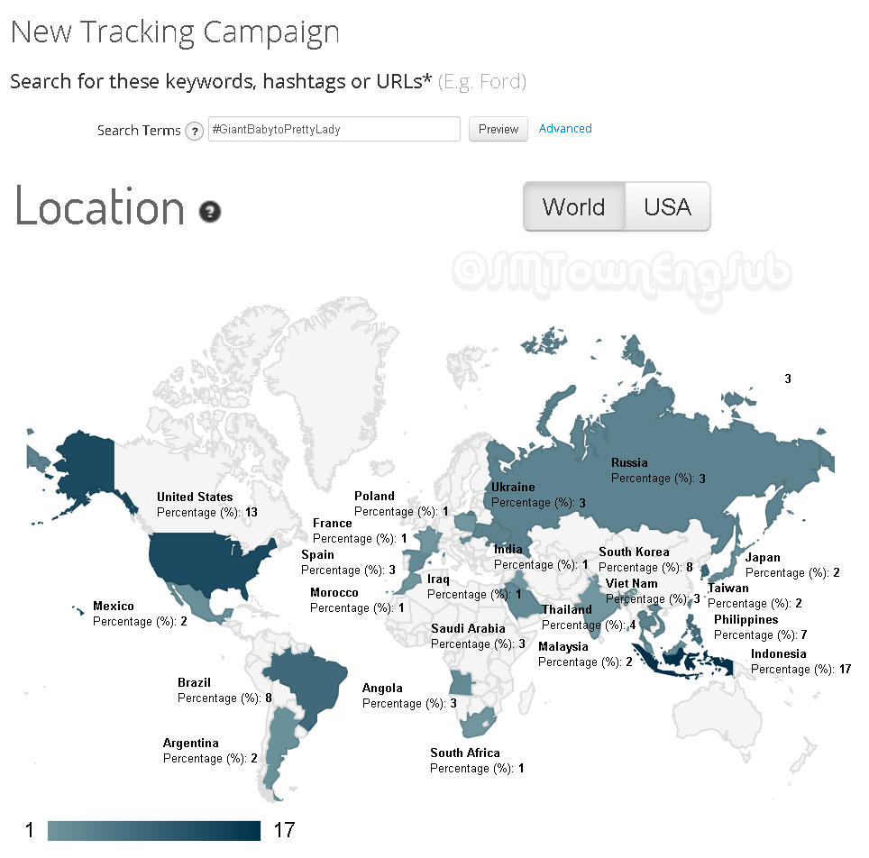 SMTownEngSub's tweet photo. #GiantBabytoPrettyLady Top 6 Locations w/ Most Tweets:
#1 Indonesia
#2 US
#3 Korea, Brazil
#4 Philippines
#5 Thailand http://t.co/aZsSsEj5l6