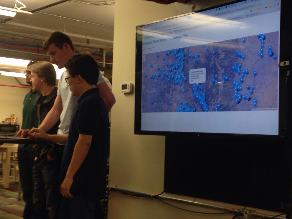 Colorado_BIC's tweet photo. First team at the #gccdatajam visualizing water rights transactions across Colorado. http://t.co/PAIa9SegpR