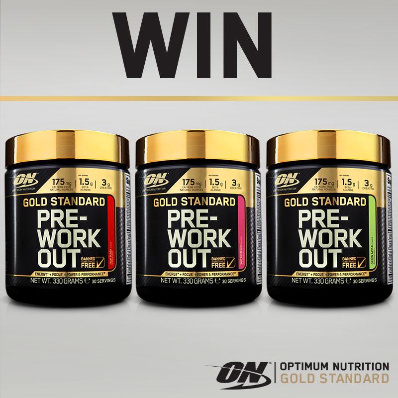 MensFitnessMag's tweet photo. It's time to WIN with Optimum Nutrition. Three tubs of Gold Standard Pre-Workout, three lucky winners... http://t.co/Qo267HqE4V