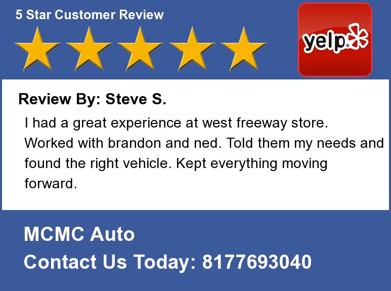 MCMCauto's tweet photo. Review By: Steve S.
I had a great experience at west freeway store. Worked with brandon and ned. Told them my... http://t.co/msvd4Ch9fc