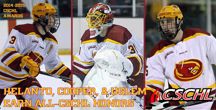 HOCKEYIOWASTATE's tweet photo. Antti Helanto, Matt Cooper, and Jake Uglem have all earned All-CSCHL recognition for the 2014-15 season! http://t.co/AJL8pWLLjs