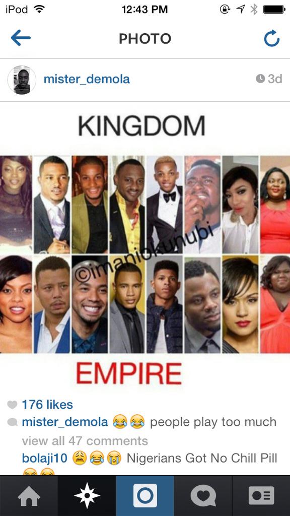 MzKay_O's tweet photo. Kingdom vs empire 😂😂😂 http://t.co/jIw0WNyscp