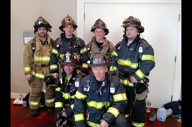 CFD members complete the American Lung Assoc stair climb today. One members from Cranston FD also on team. Great job