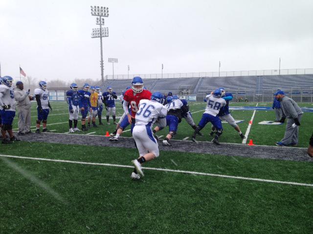 CCSUfootball's tweet photo. First day in pads!!! Let's get that Oklahoma Drill! #HardHatTime #GrownMenOnly http://t.co/8hgju7FNMs