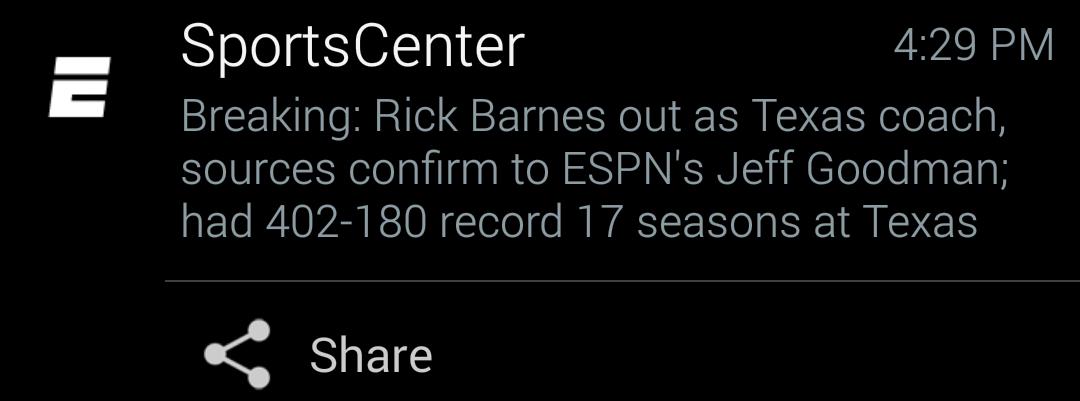 FireRickBarnes's tweet photo. ITS ESPN OFFICIAL,  BARNES IS GONE http://t.co/o76vLukItU