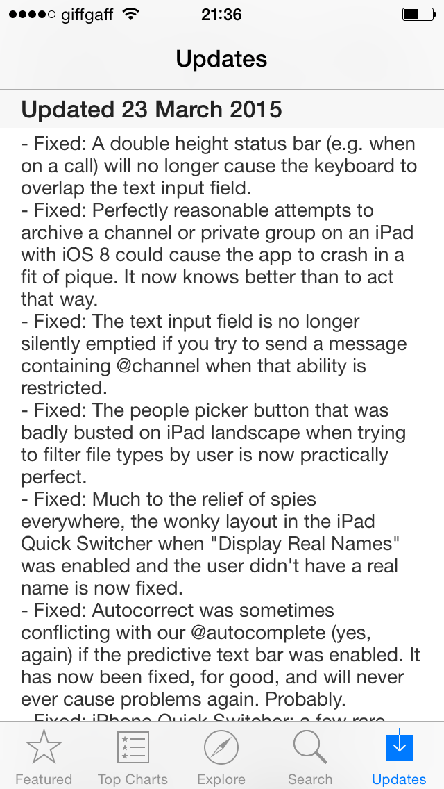 madebyhive's tweet photo. Slack App Store update notes… http://t.co/CP8uEOUrIe
