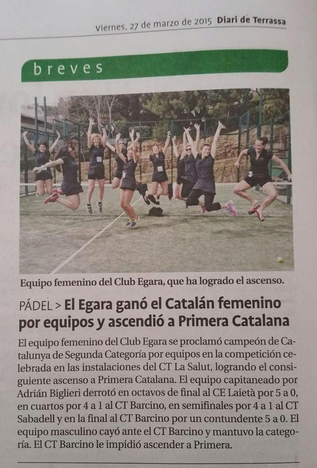 Artículo DiarideTerrasa ascenso del súper equipo femenino de <a href="/clubegara/">Club Egara</a> Gracias al club y al Sponsor IunikeStore