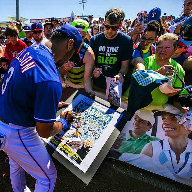 DangeRussWilson's tweet photo. Epic Day! Thanks @Rangers for keeping the Dream Alive! Thanks All @seahawks fans too! 
#NeverSayNever http://t.co/UJPoGYL3cO