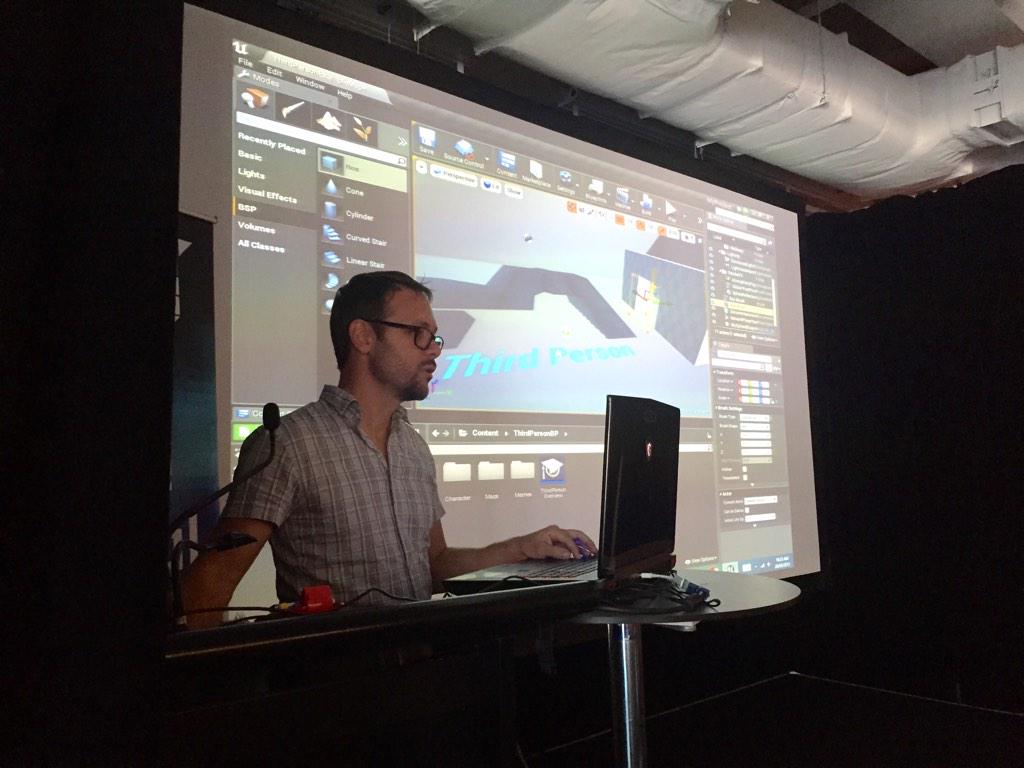 ifestgames's tweet photo. Brendan Bottomley opens today's iFEST workshops in The Cube at @ACMI with a session on game level design in UE4. http://t.co/W2k2PWxYTd