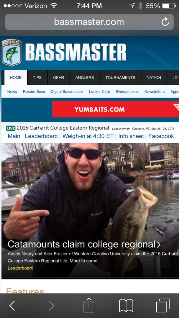 ElizabethNeary's tweet photo. @ANearyFishing and Frazier are @Carhartt @BASS_nation Est Reg College Champs @@WCU @MeFagan http://t.co/0ajJArhlAS