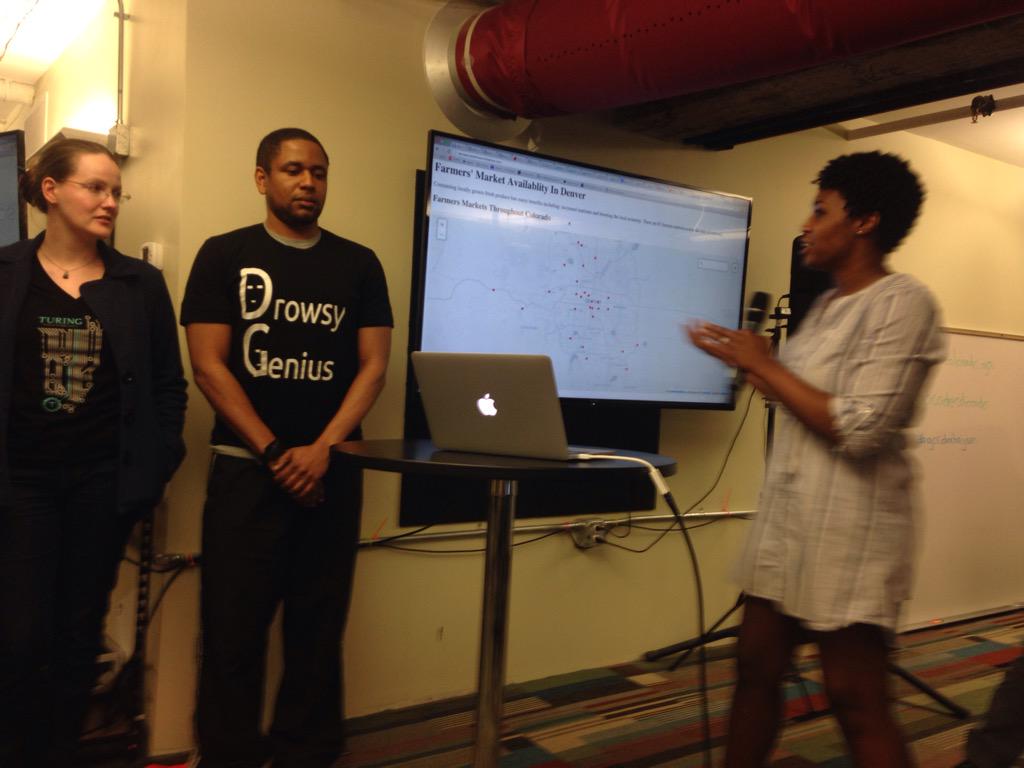 Colorado_BIC's tweet photo. Second team at #gccdatajam mapping farmers market locations to various demographic data. http://t.co/ExK1yIOyU4