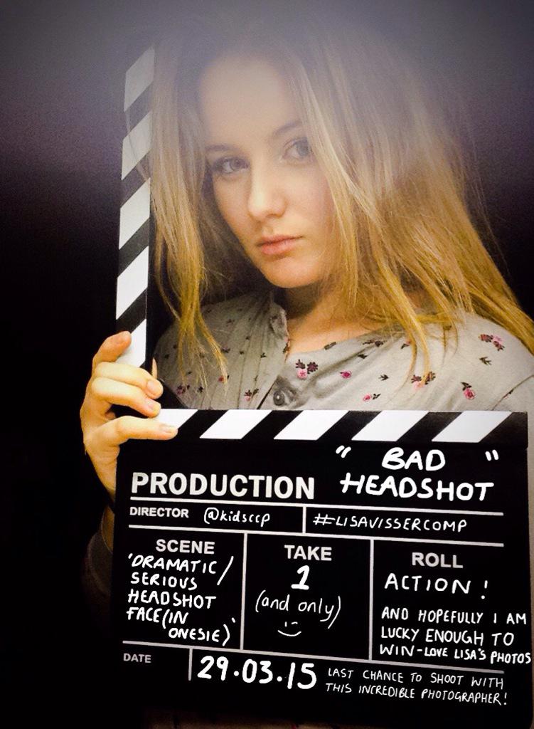 katiebellwood_'s tweet photo. LOOK @kidsccp this is my (BEST) #badheadshot for the #lisavissercomp . This took me ages!! Creativity right there😉😂 http://t.co/r4CBa0RWvj