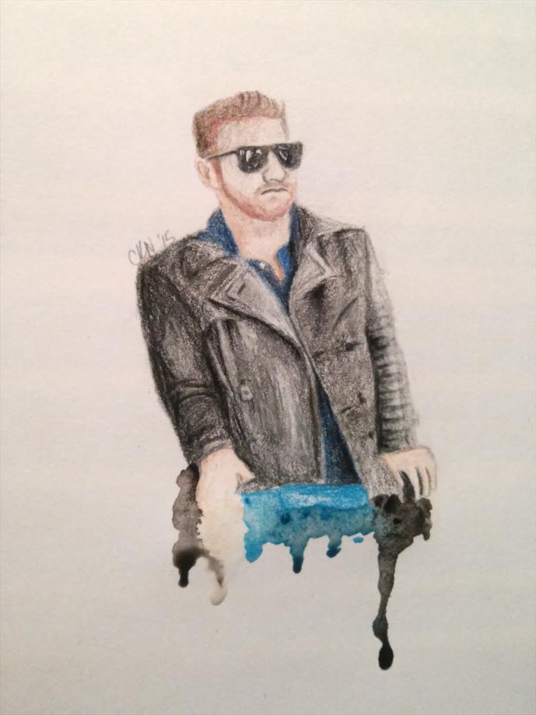 Tonight I cartooned <a href="/JoeyBusse/">Joey Busse</a> for the hell of it. (I managed to get the idea from my brain to the paper for once👍)