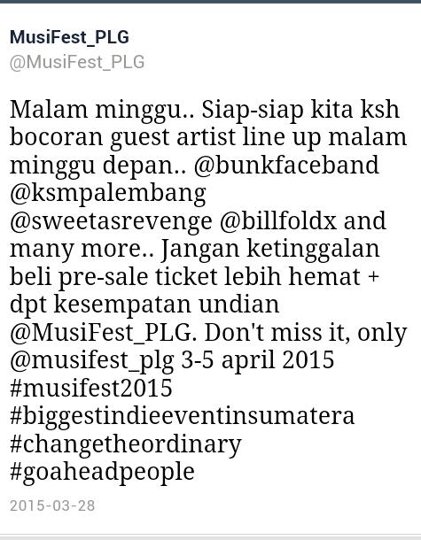 KSMpalembang's tweet photo. see you soon on 4 april @MusiFest_PLG @billfoldx @sweetasrevenge !!!! http://t.co/uqzlM2kTBc