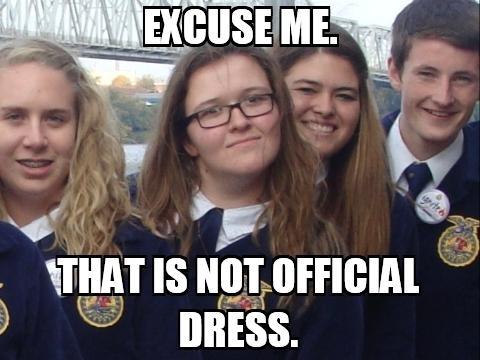 FFAisms's tweet photo. @ffa_love I feel you the "That is not official dress" girl? Stole that pic of my best friend off the chapter camera 😂 http://t.co/WSXIRaFnMR