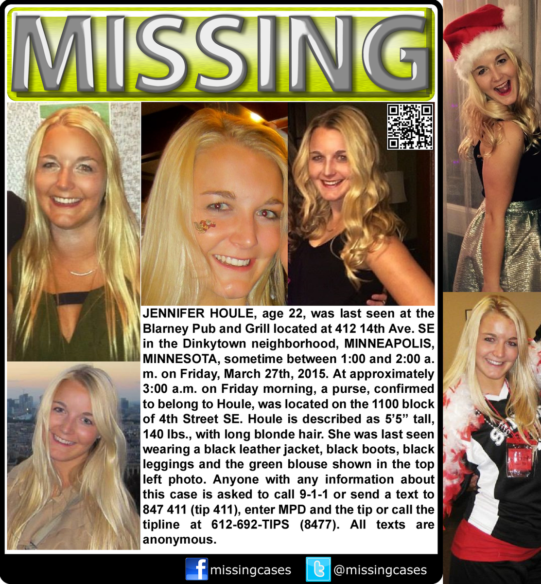 RT #BringJenHome #JenniferHoule #missing #Dinkytown #MINNEAPOLIS #MINNESOTA #MPLS #MN facebook.com/missingcases/p…