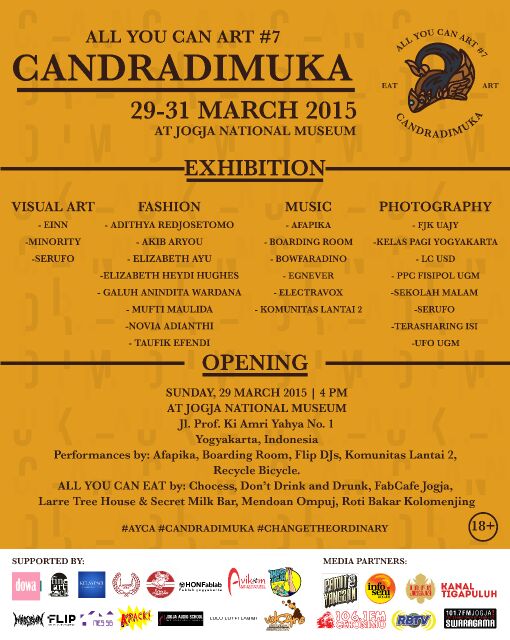 Sore ini!
Perhelatan akbar #AYCA #CANDRADIMUKA di JNM.
Gratis! + Makan &amp; Minum~
#ChangeTheOrdinary
