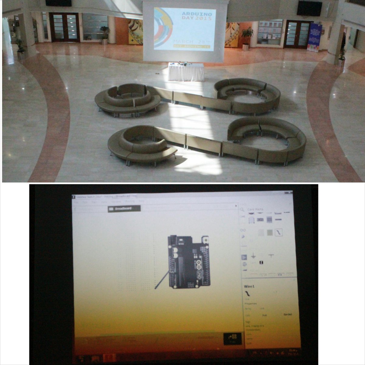 PSU_AC's tweet image. العروض التقديمية للتعريف بالبيئة التطويرية لبرمجيات #أردوينو ضمن فعاليات اليوم العالمي للأردوينو #ArduinoD15