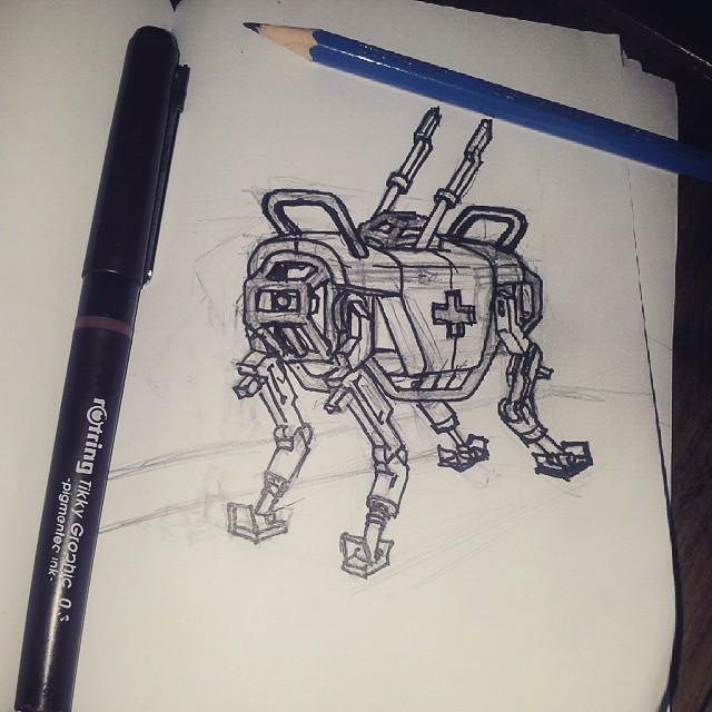 Otherbots's tweet image. #robotaday  #robot #sketchbook  #ink #rotring #staedtler #art #mech by darijan_kal