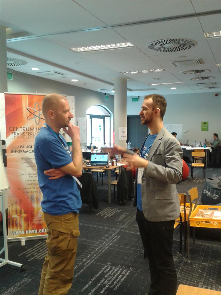 michalf's tweet photo. "@SWOlsztyn: @ArturJablonski and @michalf ready for your question #SWOln http://t.co/XxjGjMDyfa".  Bring it on!