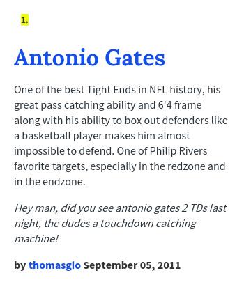 Urban Dictionary On Twitter Imcclever Antonio Gates One Of The Best Tight Ends In Nfl History Hi Http T Co Wixlyf3png Http T Co Kdlahe4jez