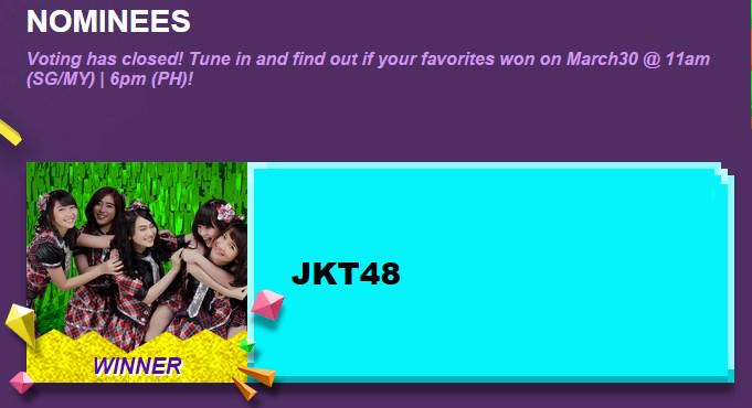 HaiMagazine's tweet photo. Selamat, JKT48 Menang Nickelodeon Kids Choice Awards 2015! 

http://t.co/Plx6QWQYki 

#JKT48JuaraKCA2015 http://t.co/tK1Vtuu8fI