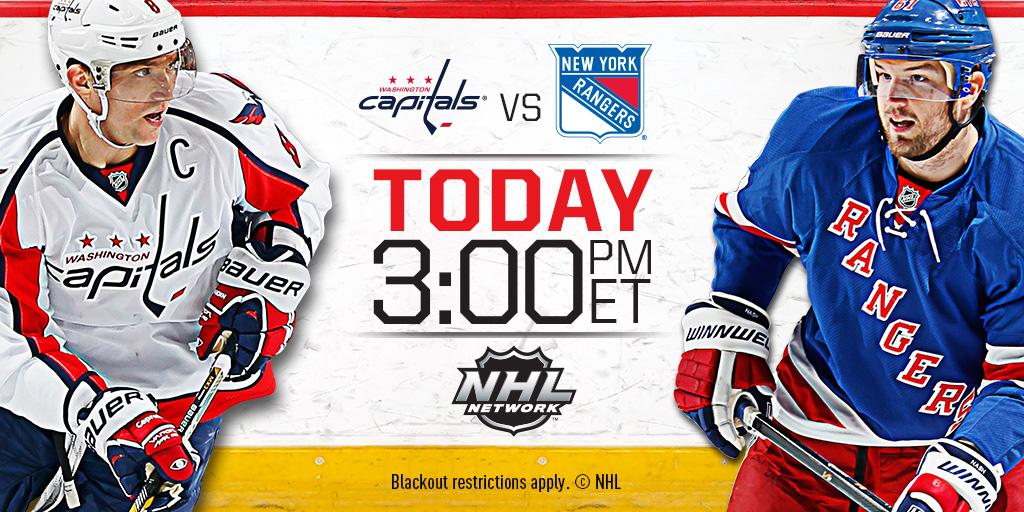 NHL's tweet photo. It's @washcaps vs. @NYRangers. Tune into @NHLNetwork in 30 min. #WSHvsNYR http://t.co/fNX2b71MvO