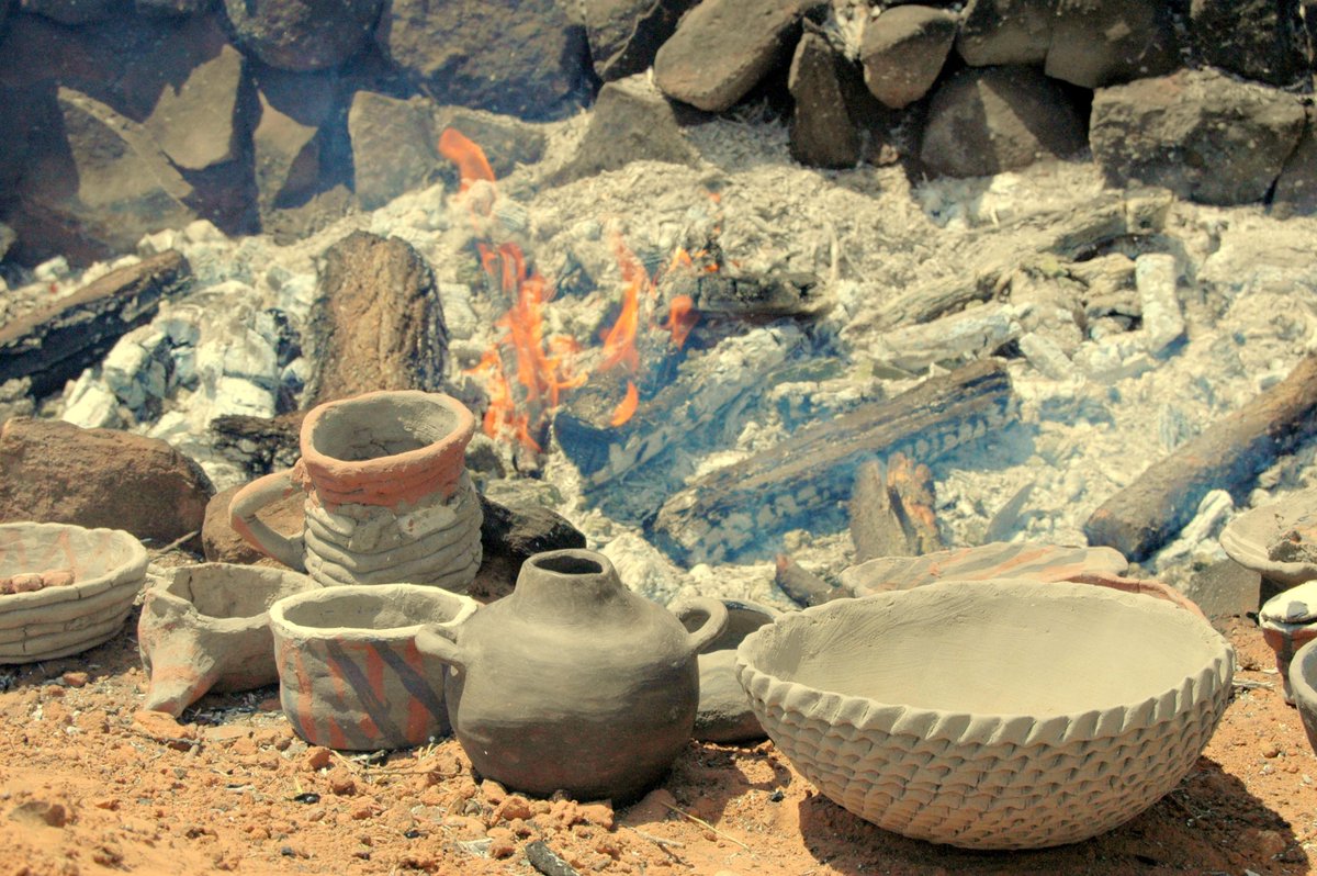 Make your own pottery and fire in an pit, like the Anasazi did a thousand years ago.#primitivepottery #cortezlodging