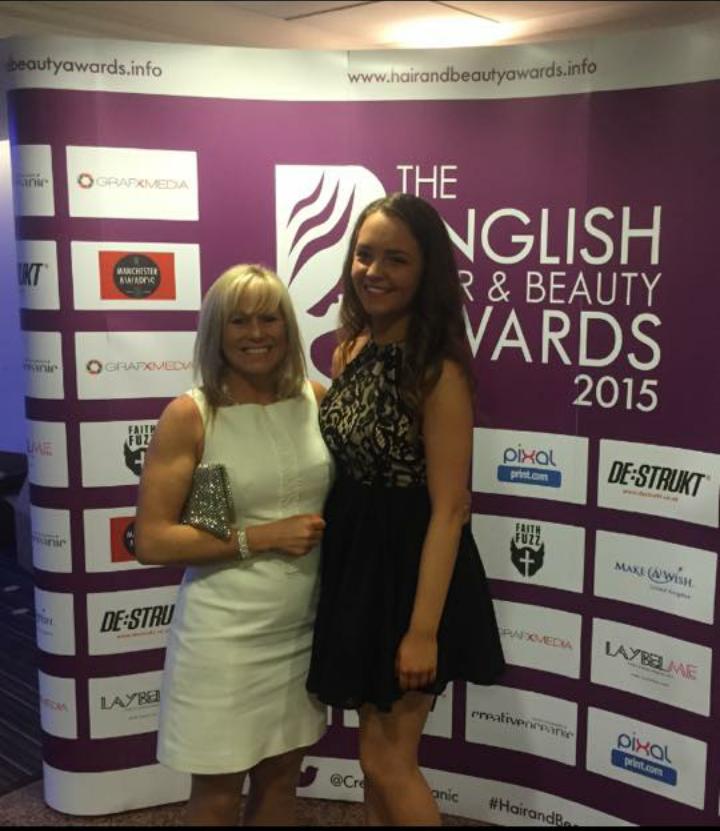 KatePrestonHair's tweet photo. Our very own Kate Preston & Georgia Young at the #EHABA2015 #salonoftheyear #jroftheyear #goteamKP @CreativeOceanic http://t.co/XjfjvDryA3