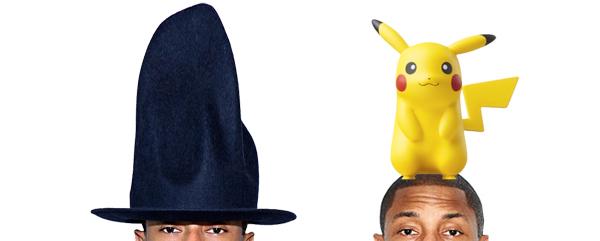ShootBarrel's tweet photo. Pharrell Williams keeps large ornamental Pikachu under hat http://t.co/vxKcLRI0iX http://t.co/kPraayRYif