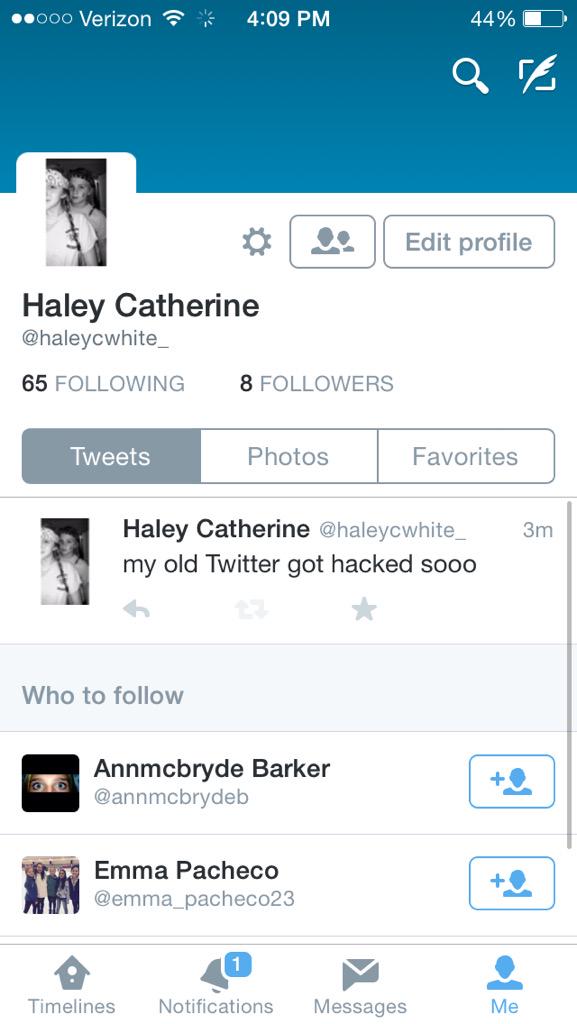 HaleycWhite's tweet photo. follow my new Twitter pls http://t.co/lg5nhz4Epa