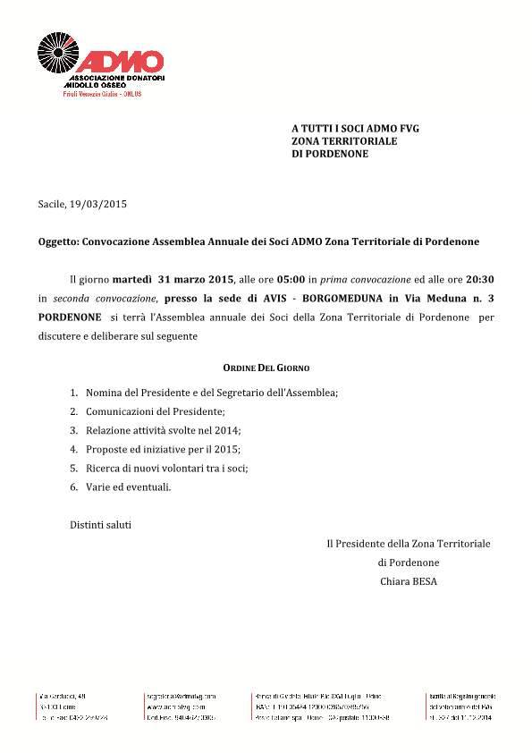 avisborgomeduna's tweet photo. Martedì 31 marzo alle 20.30 la nostra sede ospiterà l'Assemblea Annuale dei Soci ADMO Zona Territoriale di Pordenone http://t.co/Q8q0JlZqrZ