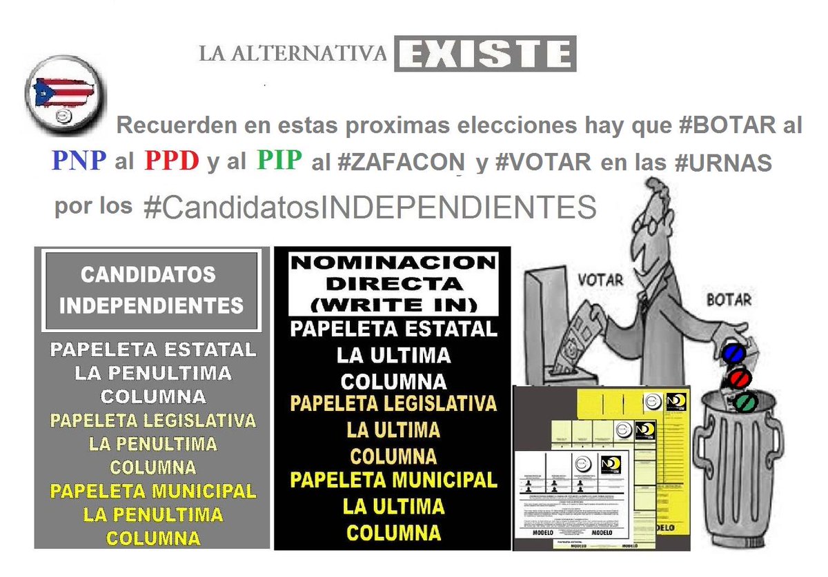 candidatosinde's tweet photo. #PuertoRico hay que #BOTAR al @pnp_pr @ppdpr @PIPtwitteando al #ZAFACON y #VOTAR en las #URNAS por @candidatosinde http://t.co/bW45oe9GBQ