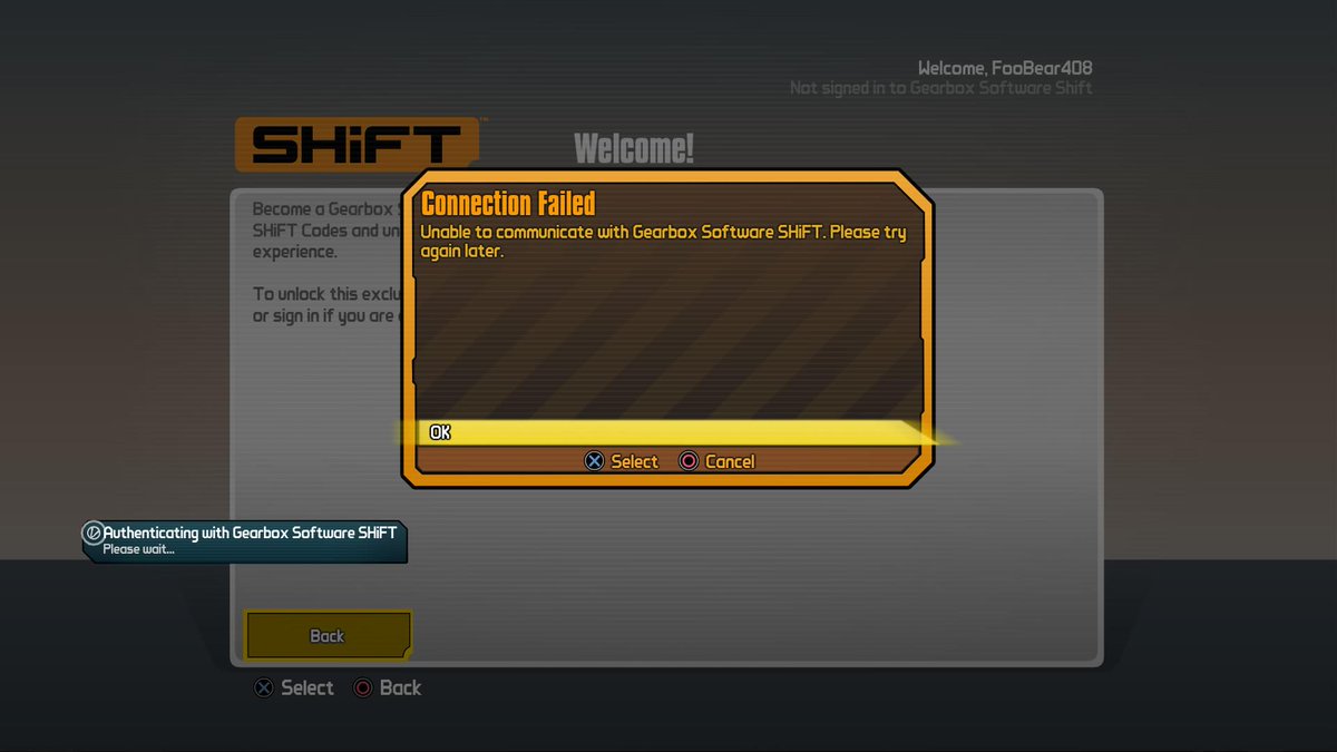 FooBear408's tweet image. Dear @ShiftStatus - @Borderlands is giving me the business. Please makes things work  and stuff. #PS4Problems
