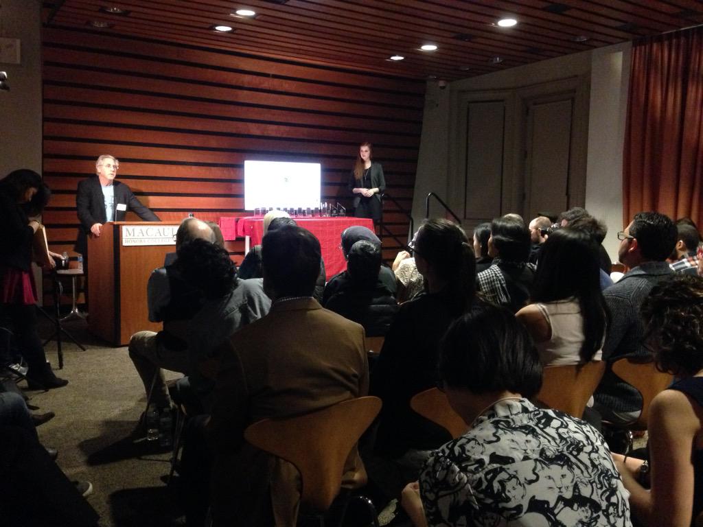 macaulaynml's tweet photo. Our media lab's founding director, Albie Hecht speaking at the award ceremony! http://t.co/bHuHutIA89