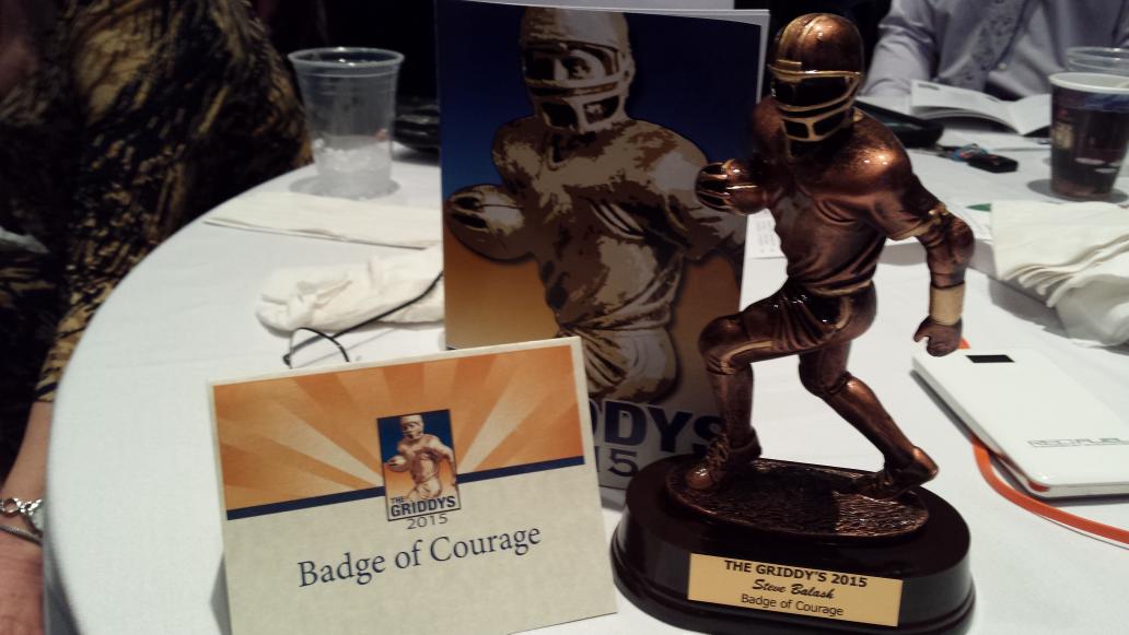 Joe_Balash's tweet image. My brother just received the 2015 Badge of Courage award at the Indiana Griddy Awards.