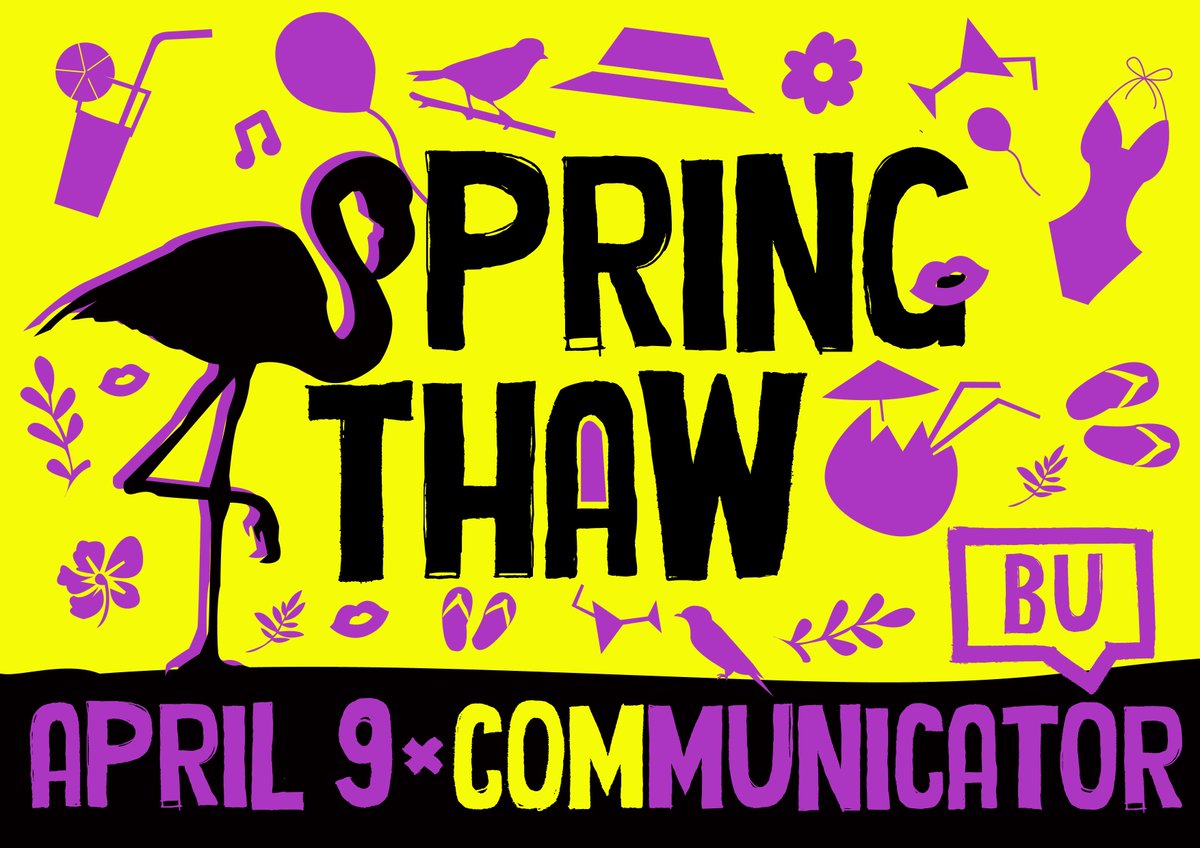 bucommunicator's tweet photo. @BUcommunicator is hosting #SpringThaw2015 April 9th! Details to come... #flamingos @BenJerryBoston @insomniacookies http://t.co/iG9CEaGNfW