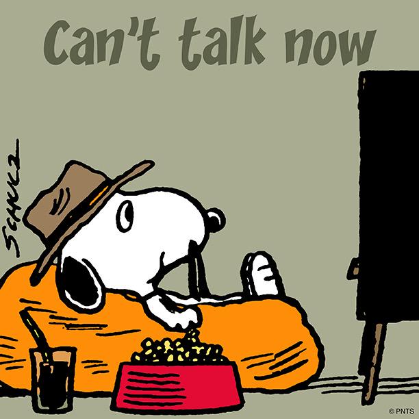 Snoopy's tweet photo. Can't talk now. 📺 http://t.co/6sb2QqERWG