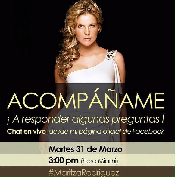 MaritzaRNews's tweet photo. Acompaña a @MaritzaRodrigue en el Chat de Facebook, este Martes, 31 de Marzo! ❤️ http://t.co/MflgJ6Kkcs