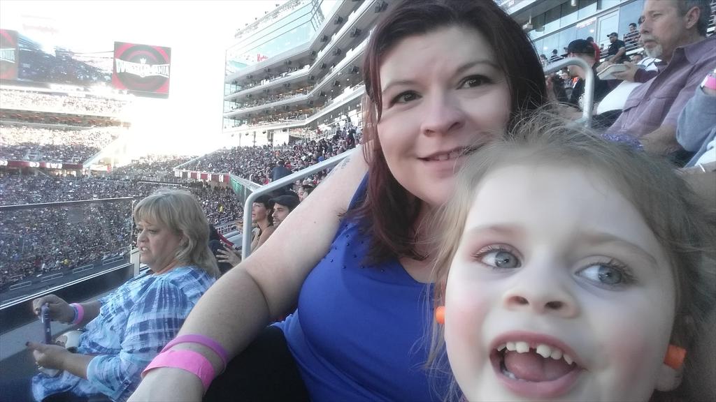 HappySpawn's tweet image. Mommy, @TheJenBunny, and I having a #WrestleMania selfie moment!