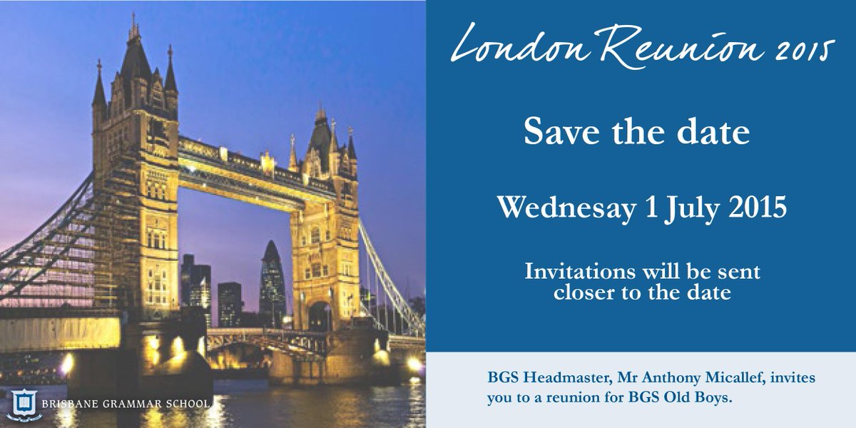 Reunion Date Claimer -  London 1 July 2015.  More info to be distributed closer to the event.